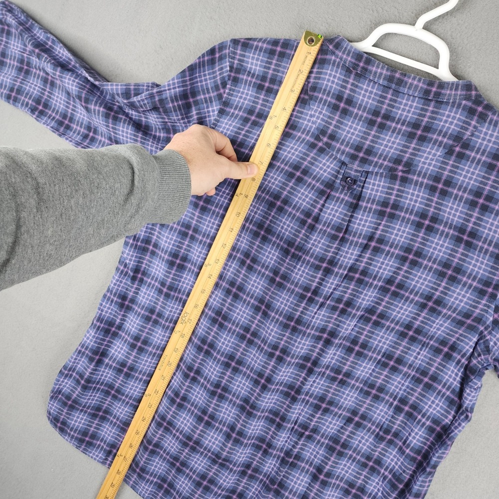 LLBean Womens Plaid Long‎ Sleeve Flannel Shirt L Blue Pink 100% Cotton Vintage - Picture 11 of 13